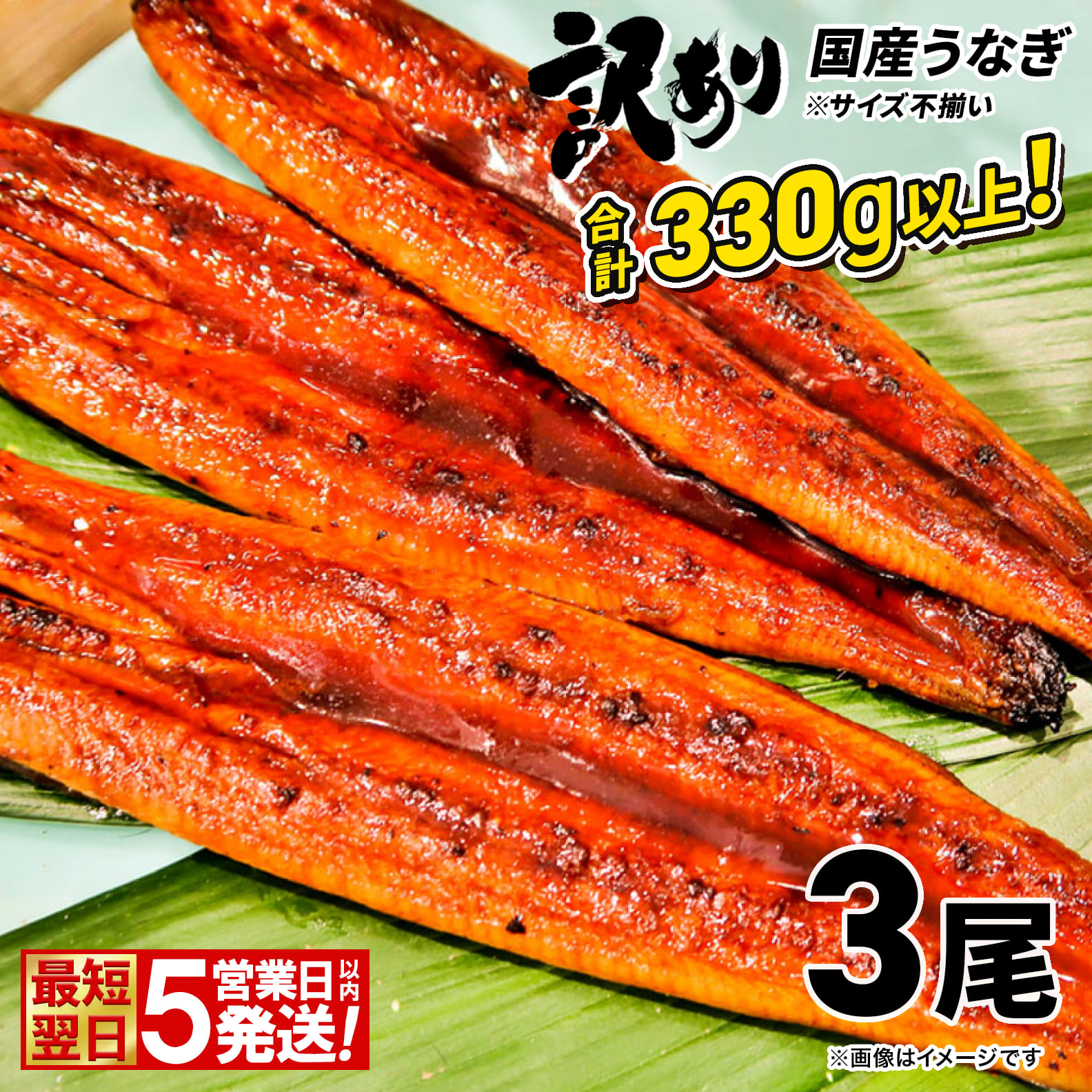 〈最短翌日~5営業日以内発送〉【訳あり】さかい河岸水産 国産 うなぎ 3尾 330g以上! ※サイズ不揃い うなぎ蒲焼 国産 人気 鰻 うなぎ 3尾 K1804