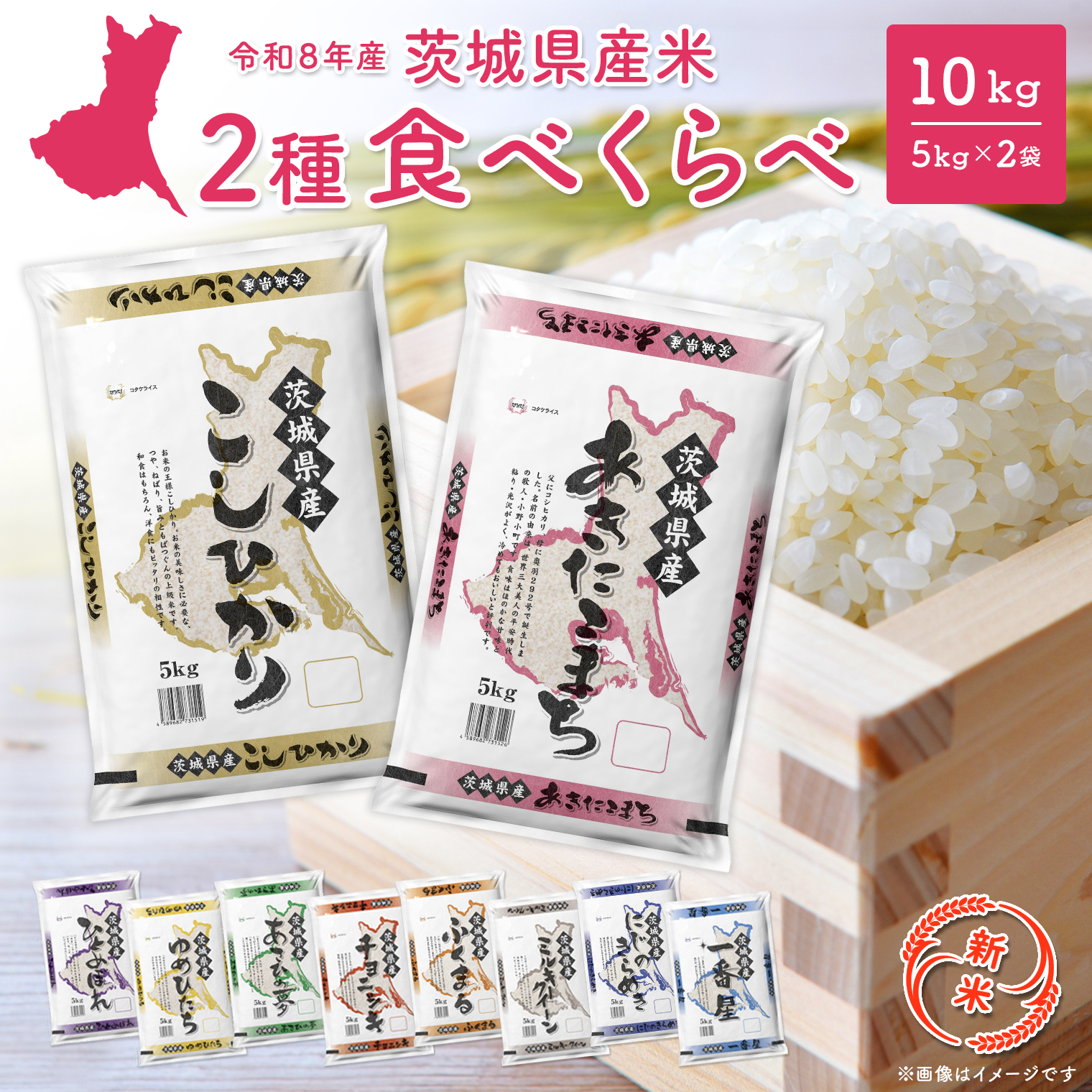 【新米/白米】〈令和8年9月中旬以降発送〉米 2種食べ比べ 10kg 令和8年産 茨城県産 米 精米 小分け 2026年産 国産 人気 K2457