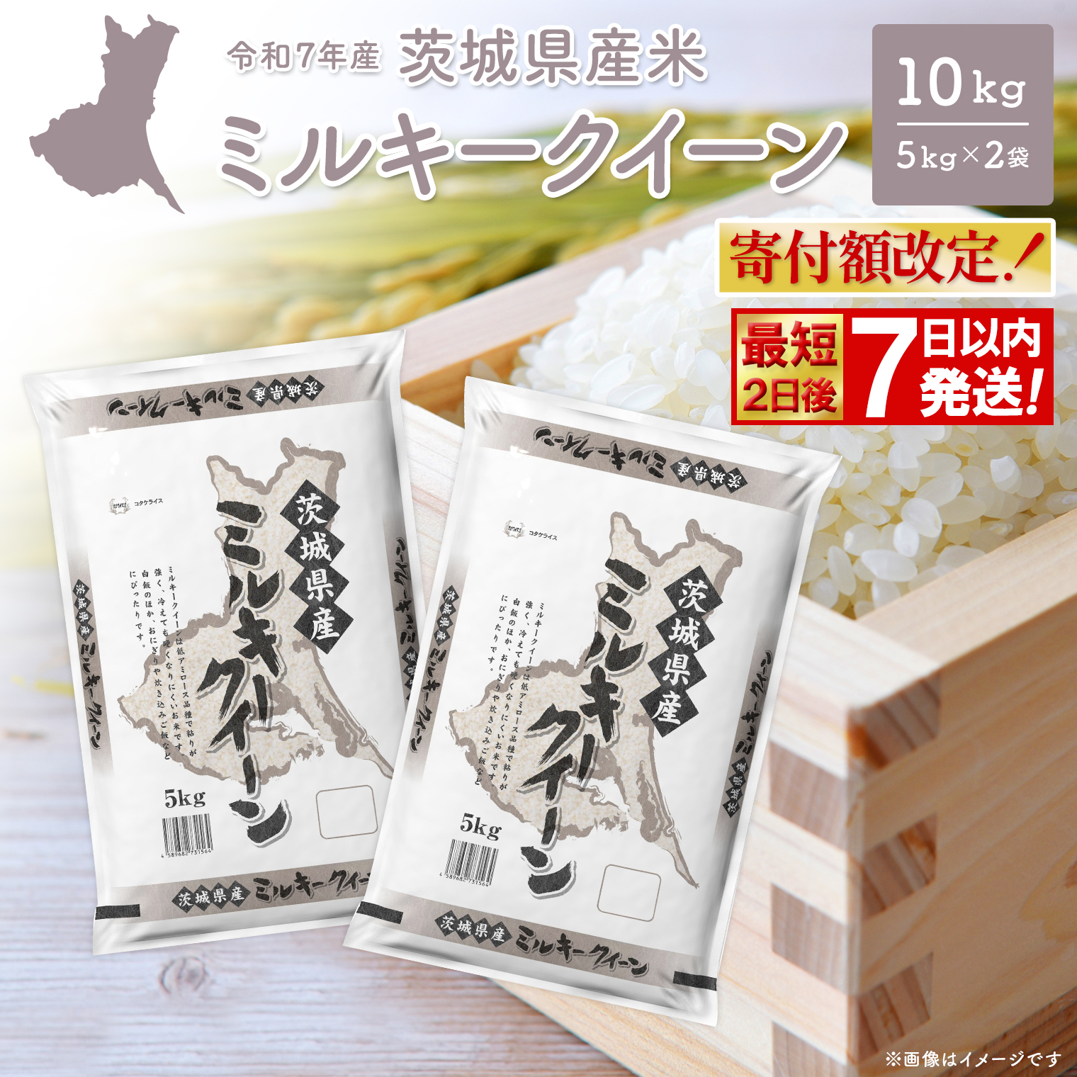 【寄付額改定】ミルキークイーン 10kg (5kg×2袋) 茨城県産 小分け 人気 米【令和7年産/白米】