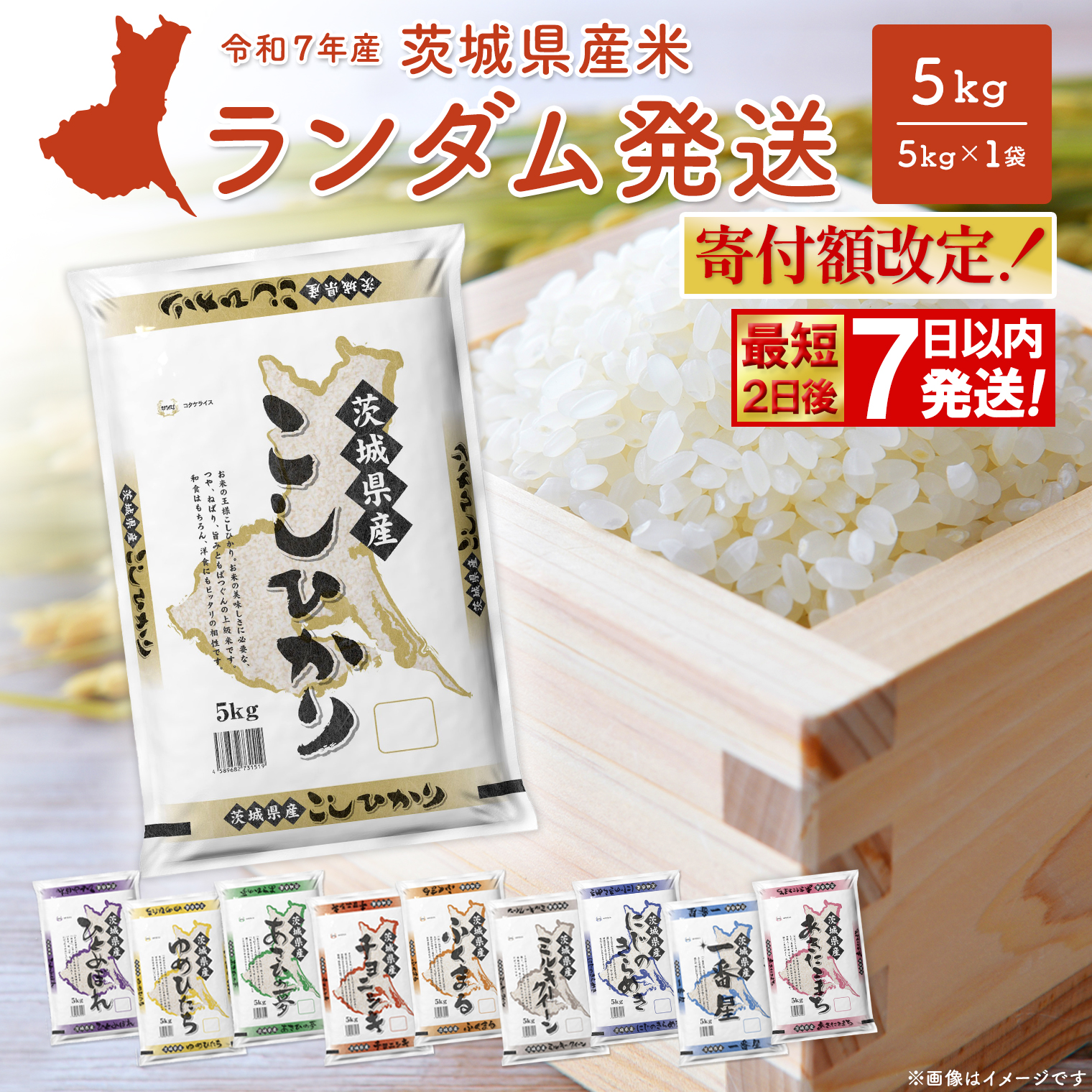 ◎最短2日後発送◎ ランダム 5kg 茨城県産スピード便 最速 最短 米 精米 小分け 2025年産 【令和7年産/白米】 K2464
