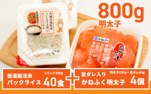 【ごはんと明太子】パックライス40食とかねふく明太子800g